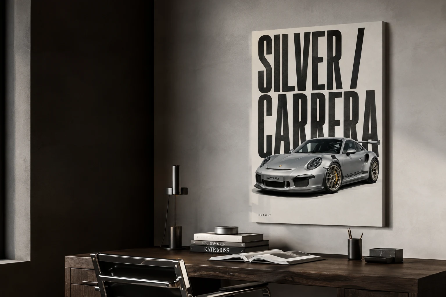 Silver Carrera styled in an interior