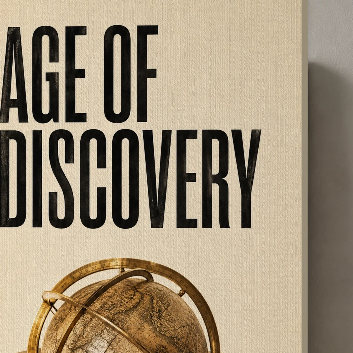 Age of Discovery canvas surface and wrapped edge in a studio detail photograph