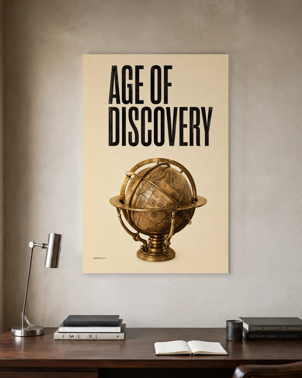 Age of Discovery stretched canvas in a considered home office