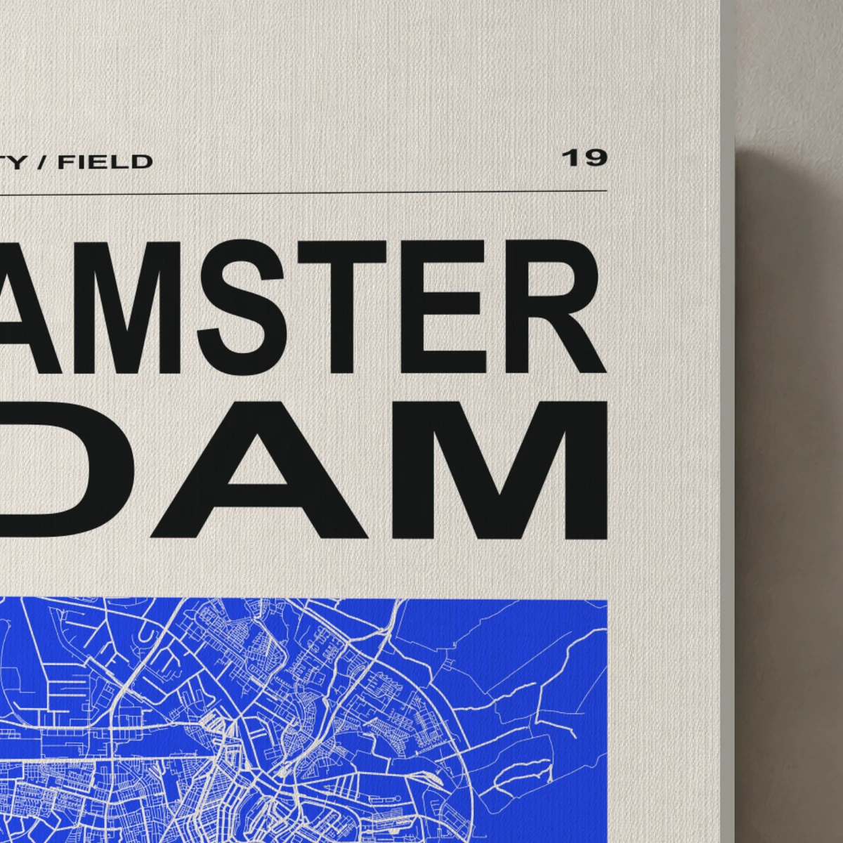 Amsterdam / City Field canvas surface and wrapped edge in a studio detail photograph