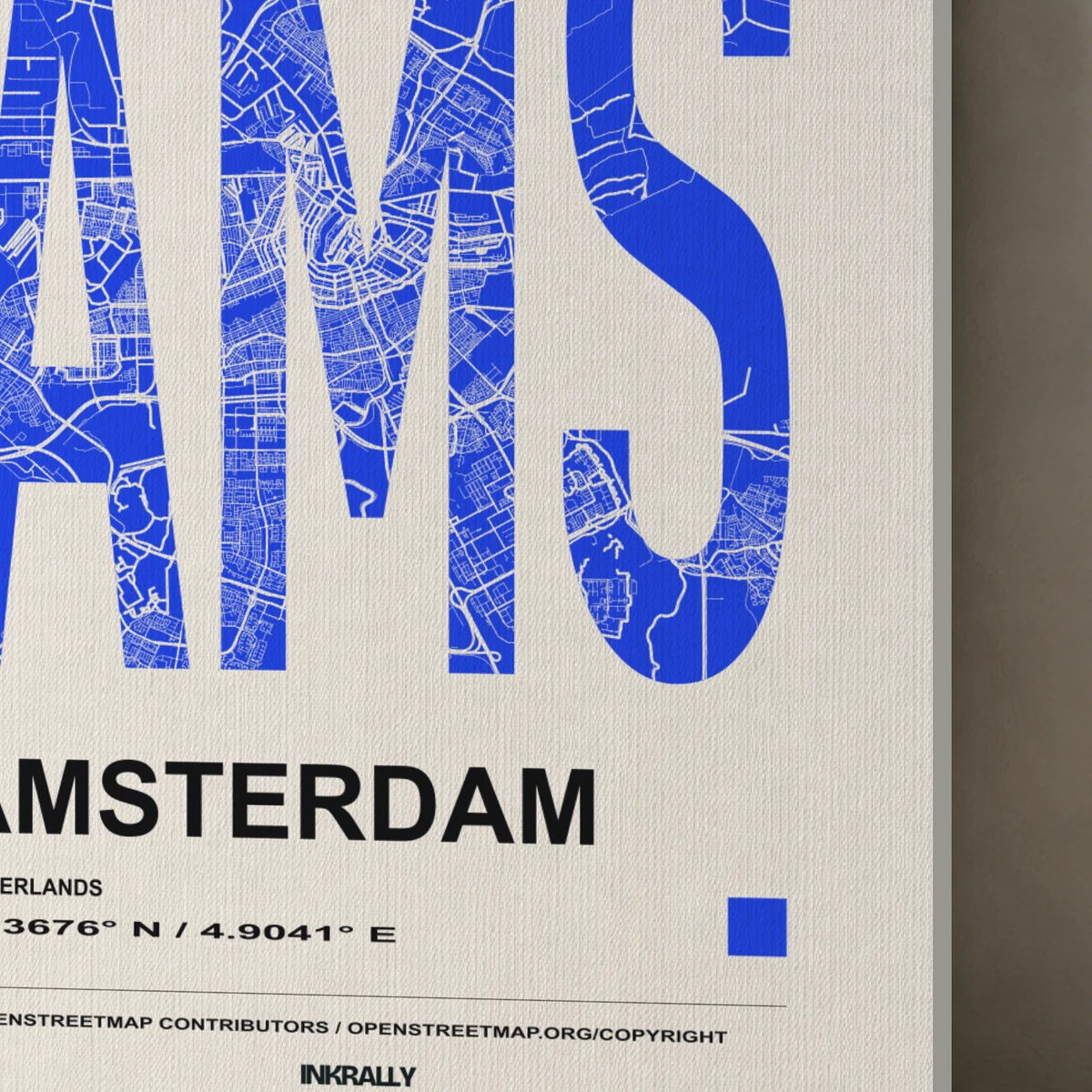 Amsterdam / Urban Index canvas surface and wrapped edge in a studio detail photograph