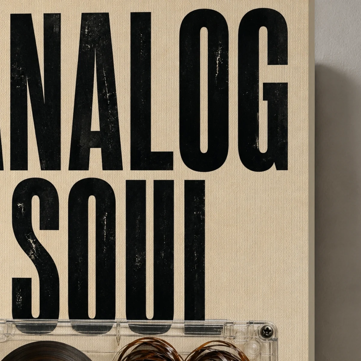 Analog Soul canvas surface and wrapped edge in a studio detail photograph
