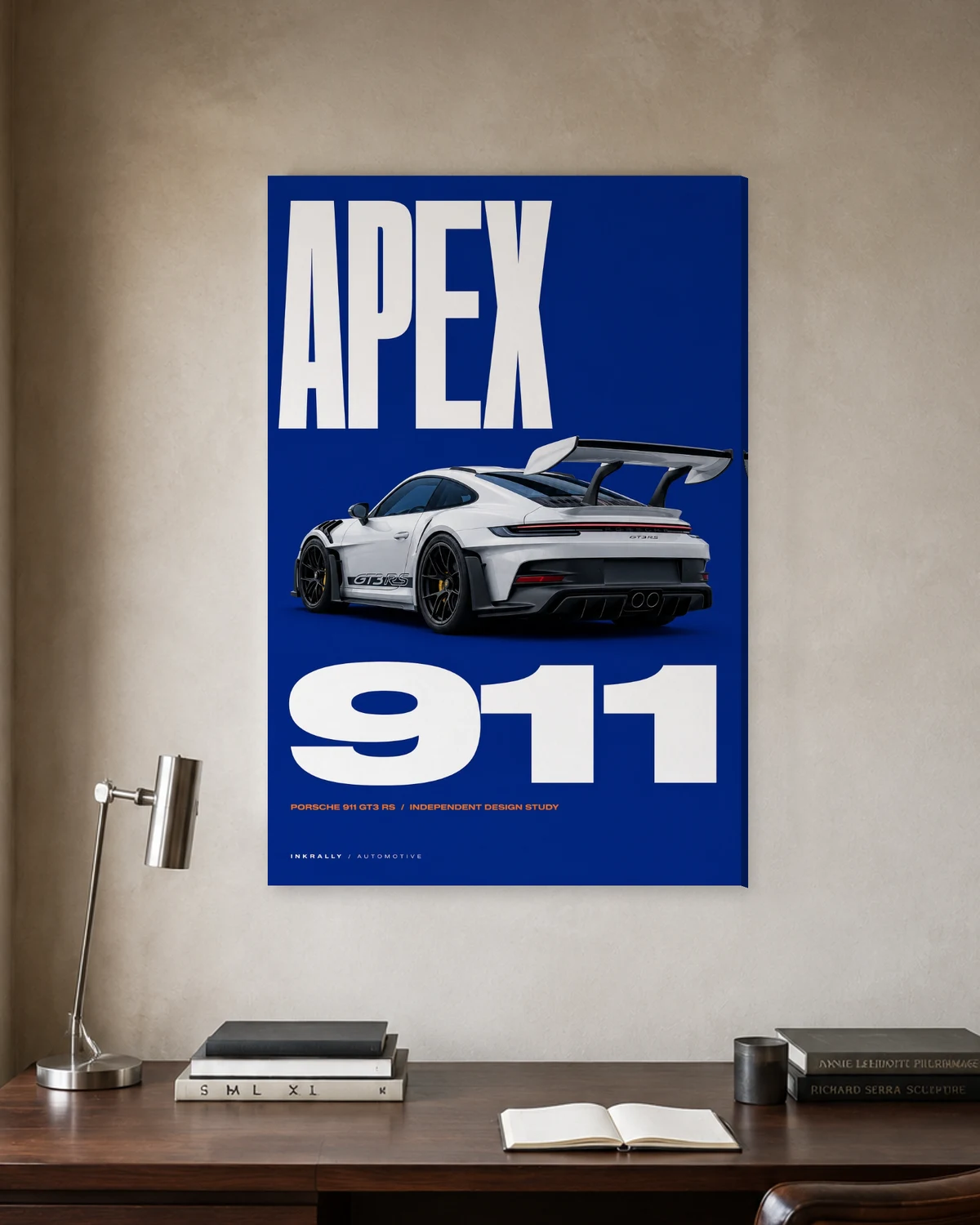 Apex 911 stretched canvas in a considered home office