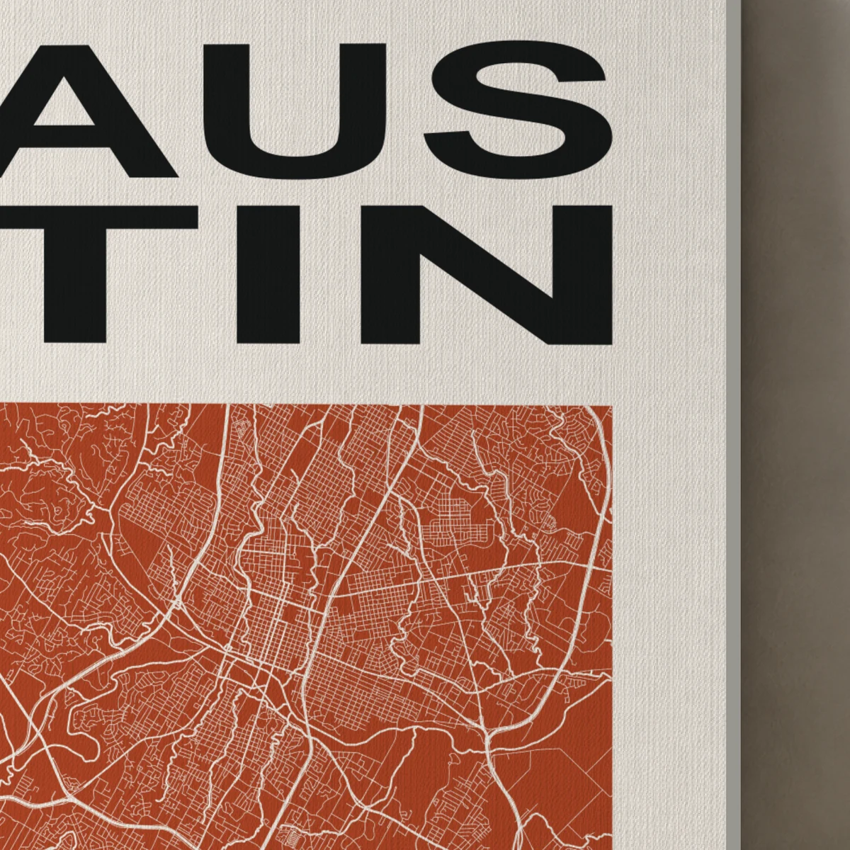 Austin / City Field canvas surface and wrapped edge in a studio detail photograph