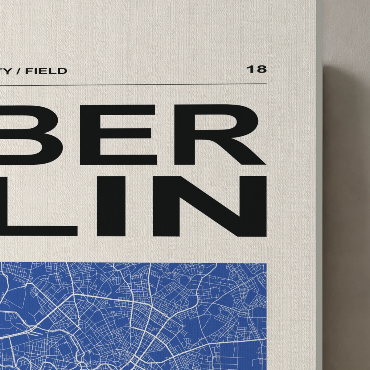 Berlin / City Field canvas surface and wrapped edge in a studio detail photograph