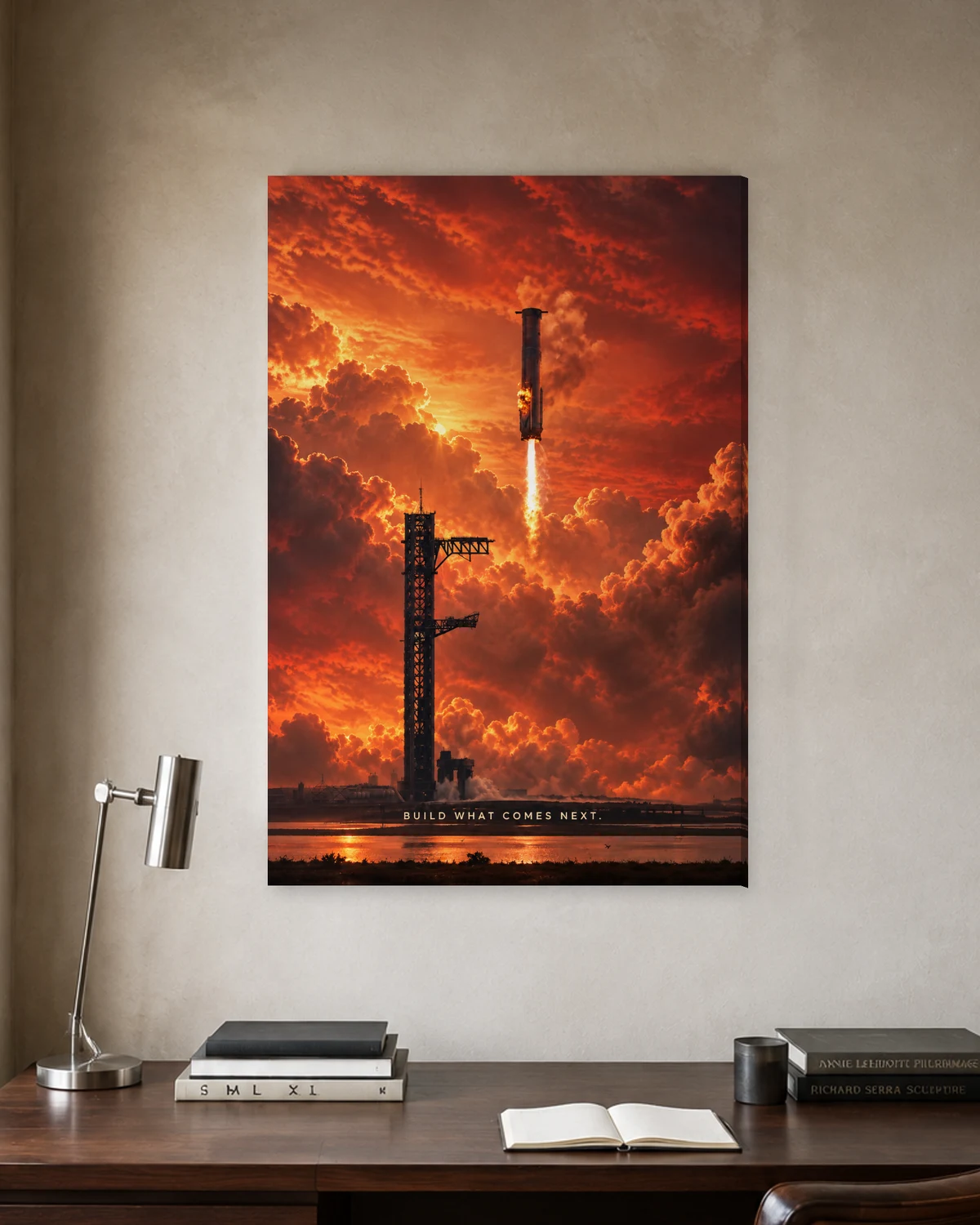 Beyond Possible / Cinematic stretched canvas in a considered home office