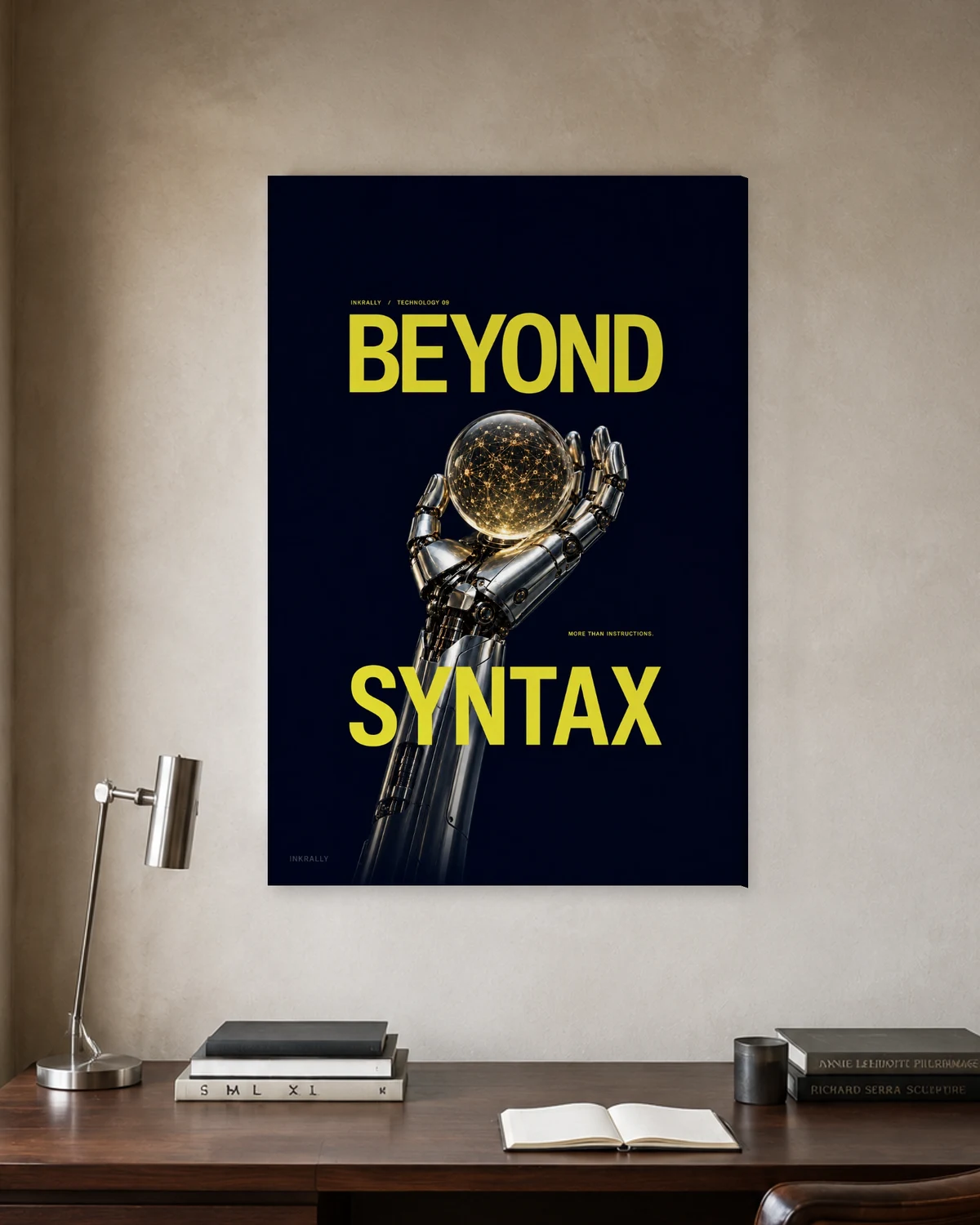 Beyond Syntax stretched canvas in a considered home office