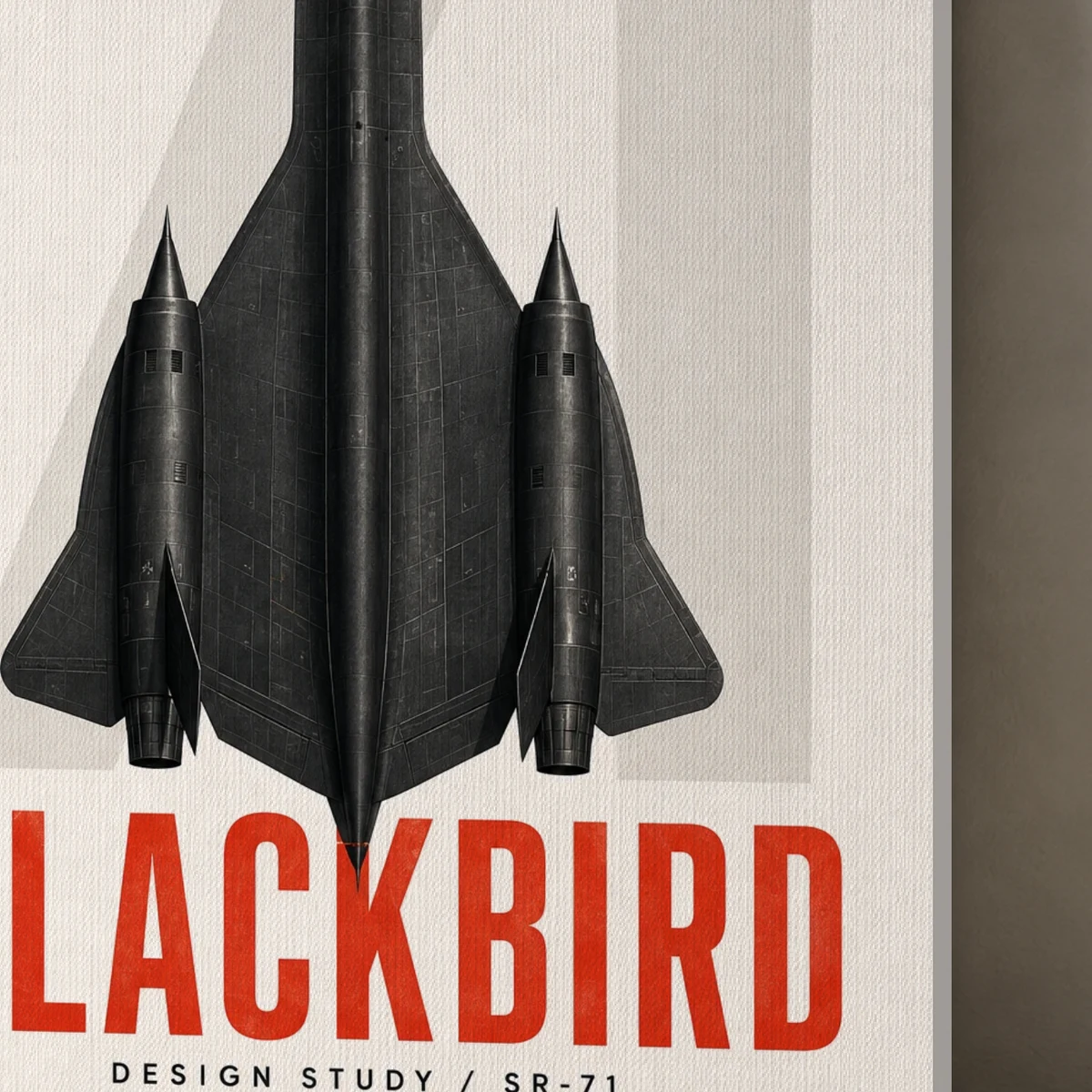 Blackbird Study canvas surface and wrapped edge in a studio detail photograph
