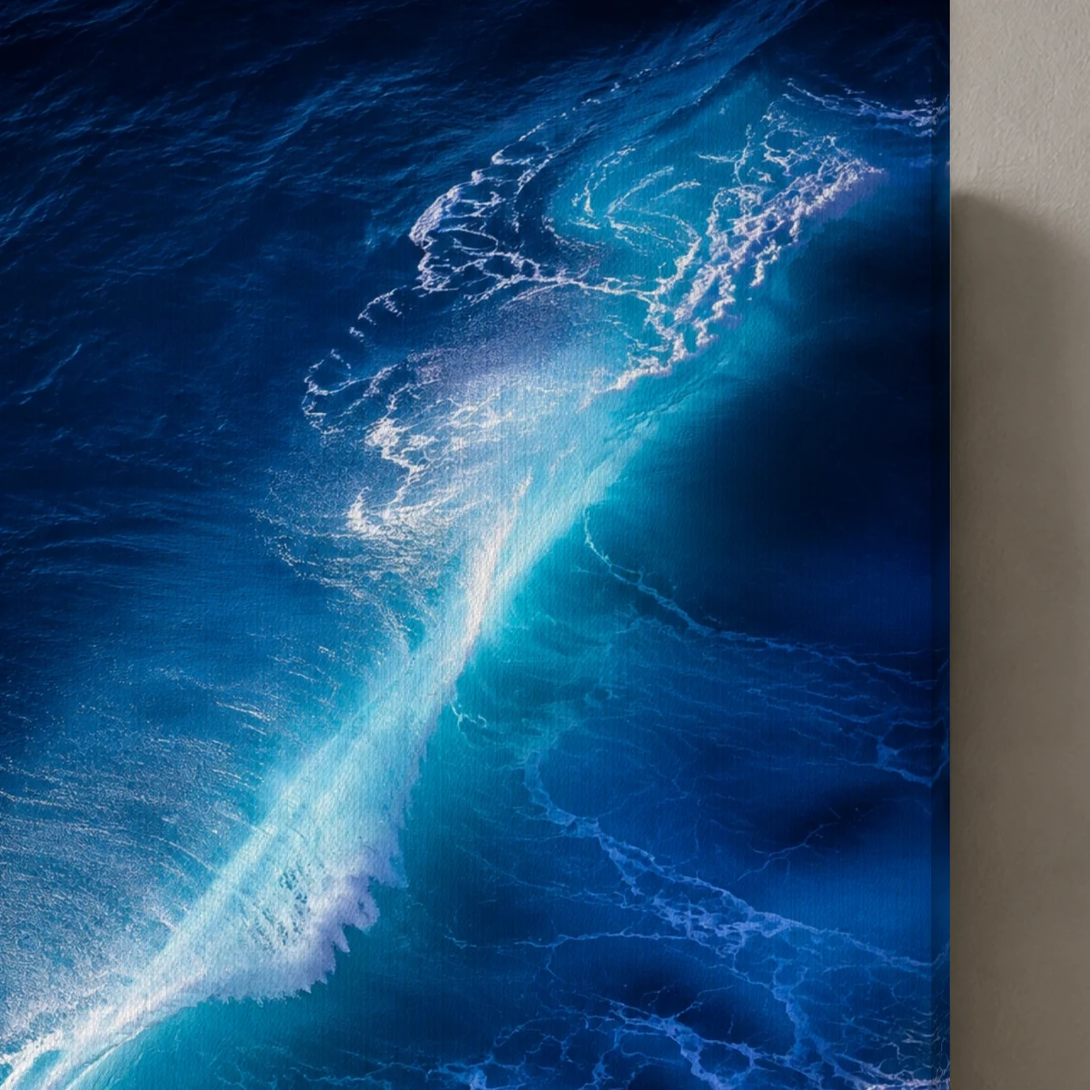 Blue Hours canvas surface and wrapped edge in a studio detail photograph