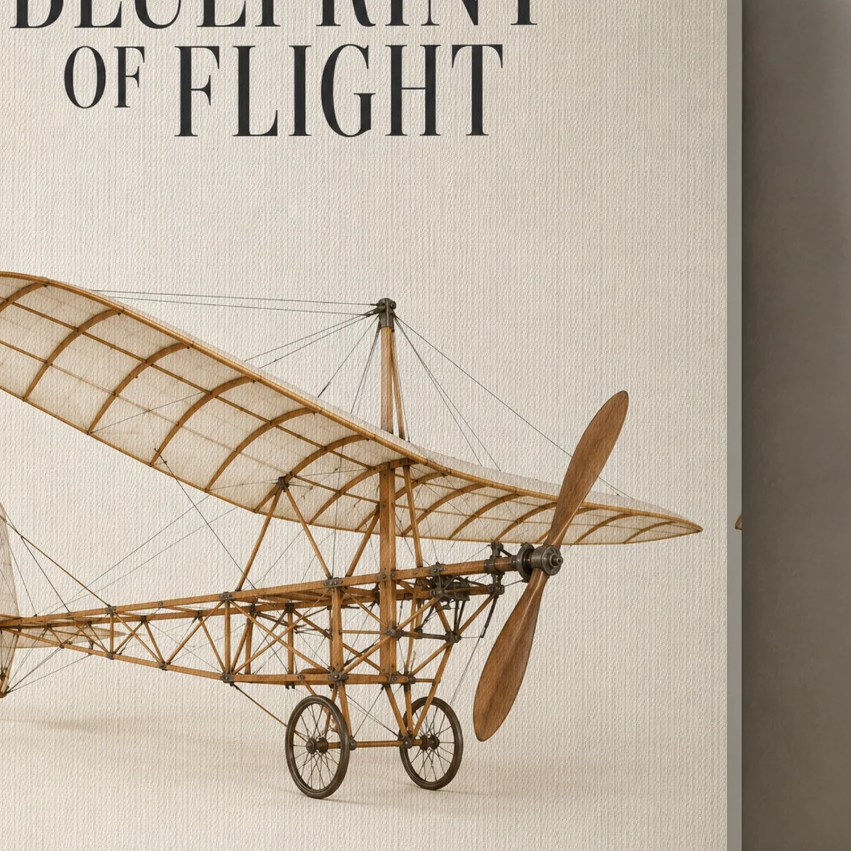 Blueprint Of Flight canvas surface and wrapped edge in a studio detail photograph