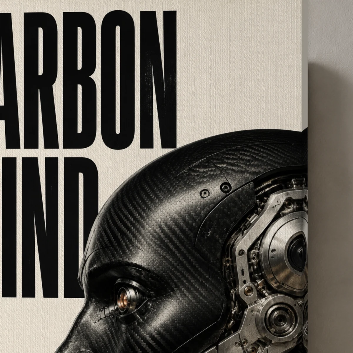 Carbon Mind canvas surface and wrapped edge in a studio detail photograph