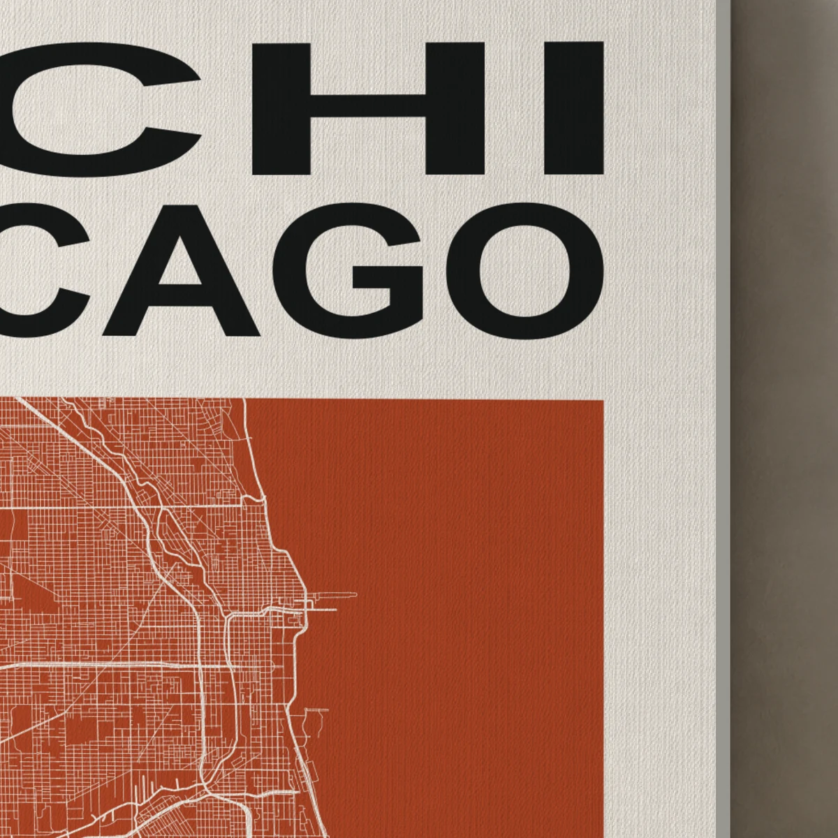 Chicago / City Field canvas surface and wrapped edge in a studio detail photograph