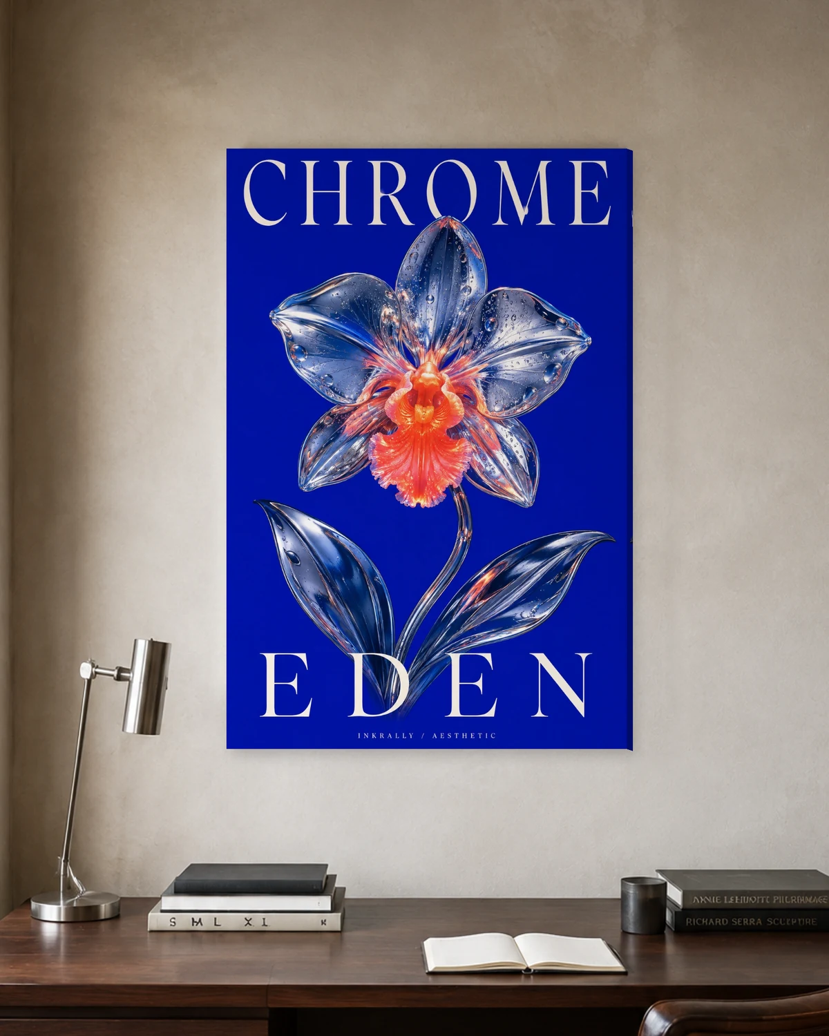 Chrome Eden stretched canvas in a considered home office
