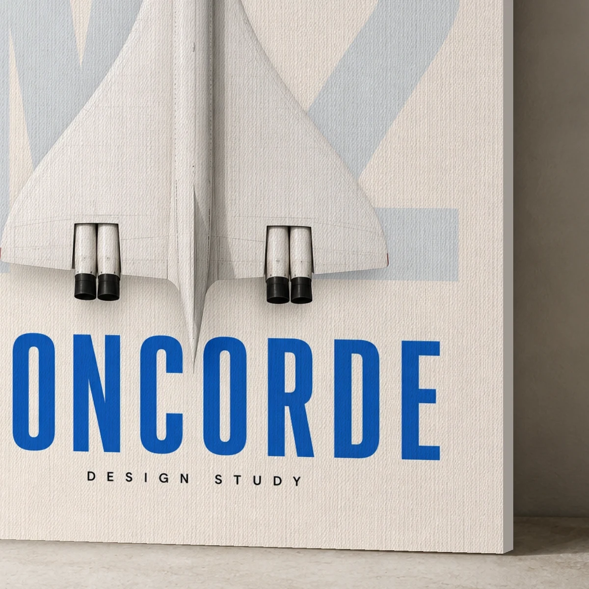 Concorde Study canvas surface and wrapped edge in a studio detail photograph