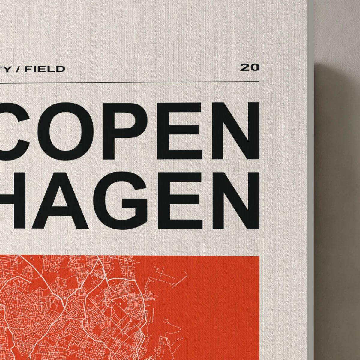 Copenhagen / City Field canvas surface and wrapped edge in a studio detail photograph