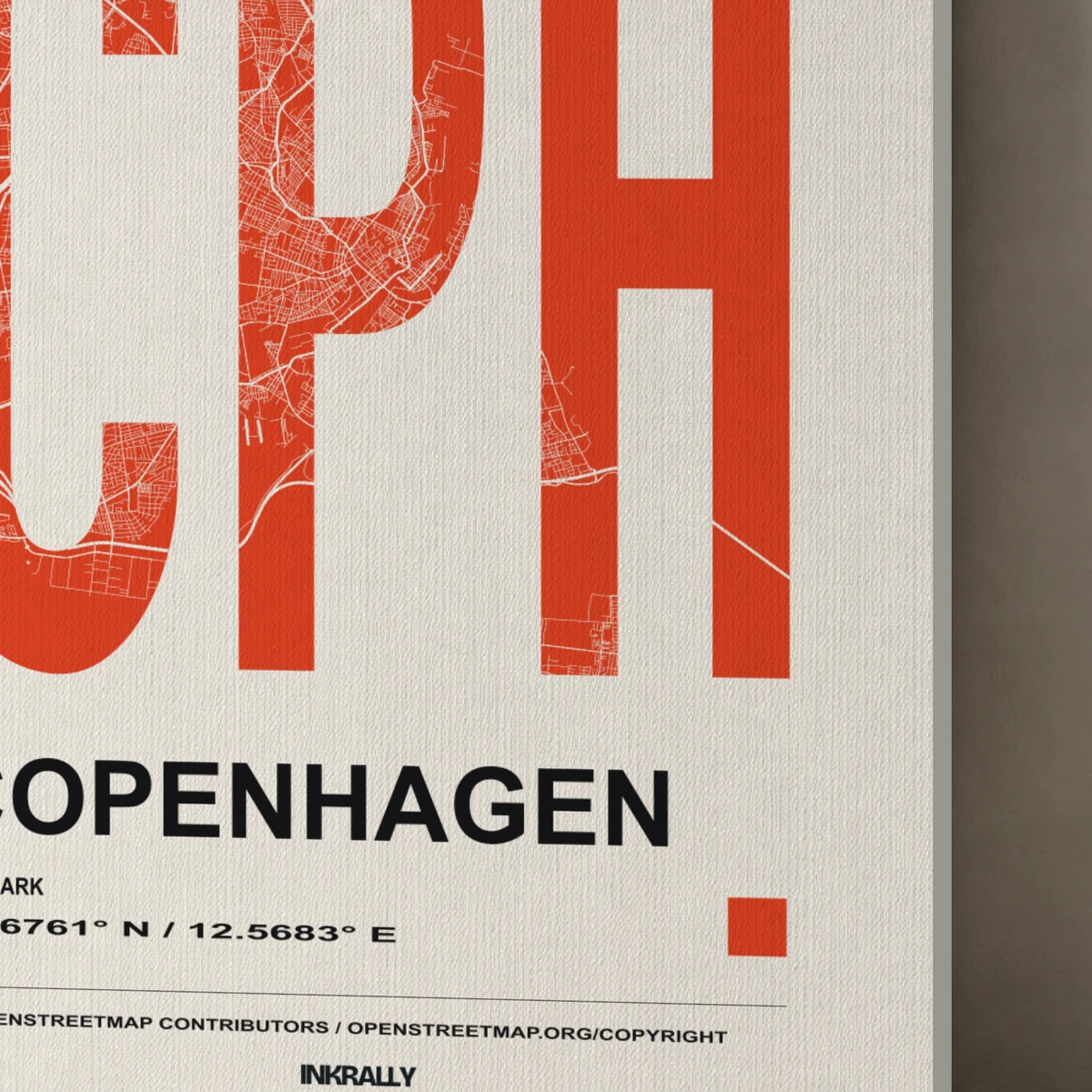 Copenhagen / Urban Index canvas surface and wrapped edge in a studio detail photograph