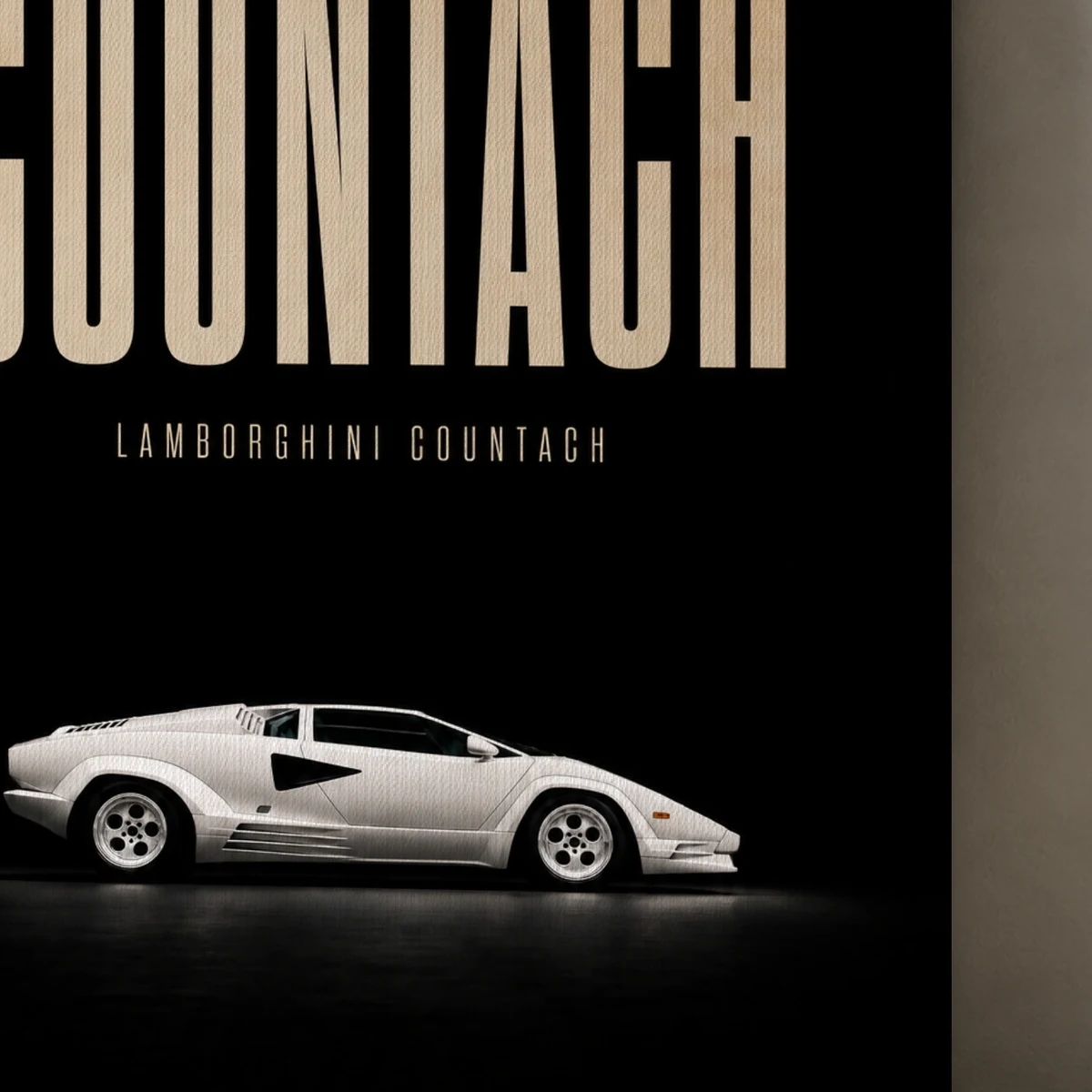 Countach canvas surface and wrapped edge in a studio detail photograph