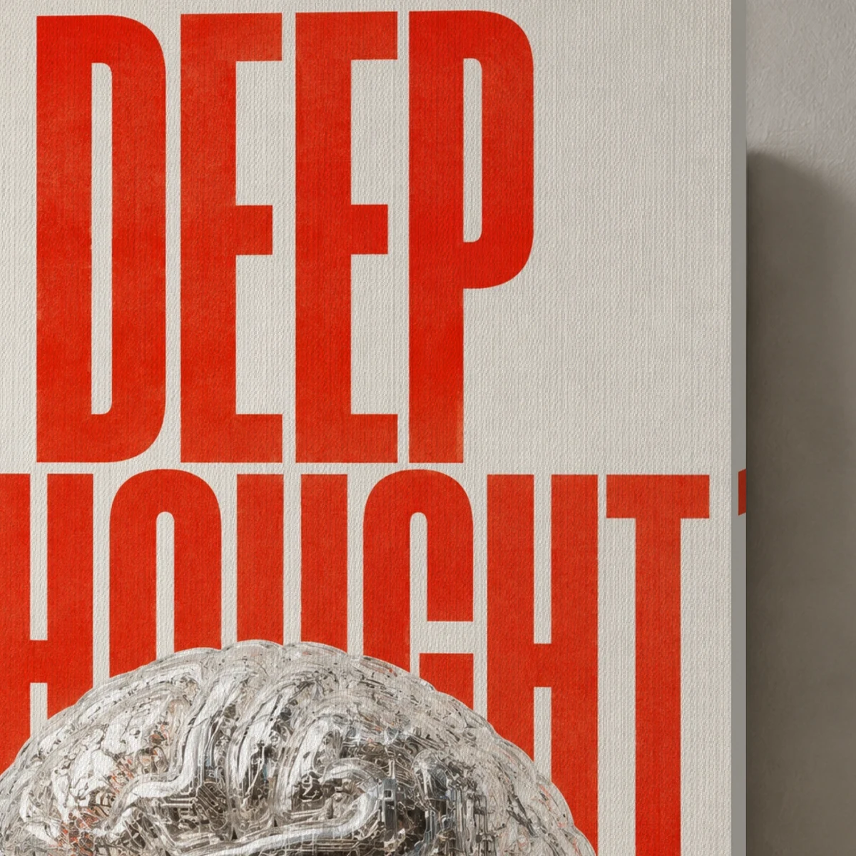 Deep Thought canvas surface and wrapped edge in a studio detail photograph