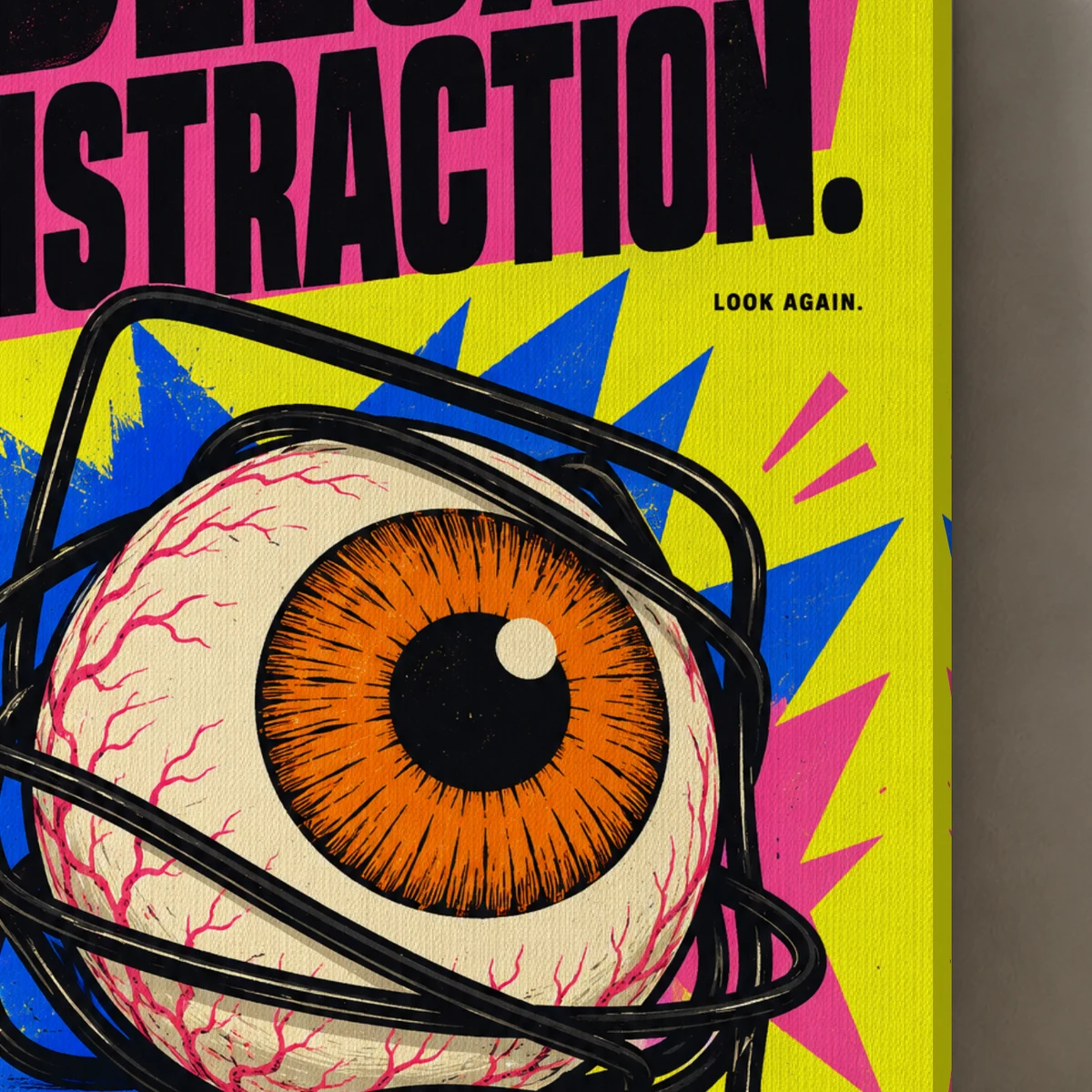 Deluxe Distraction canvas surface and wrapped edge in a studio detail photograph