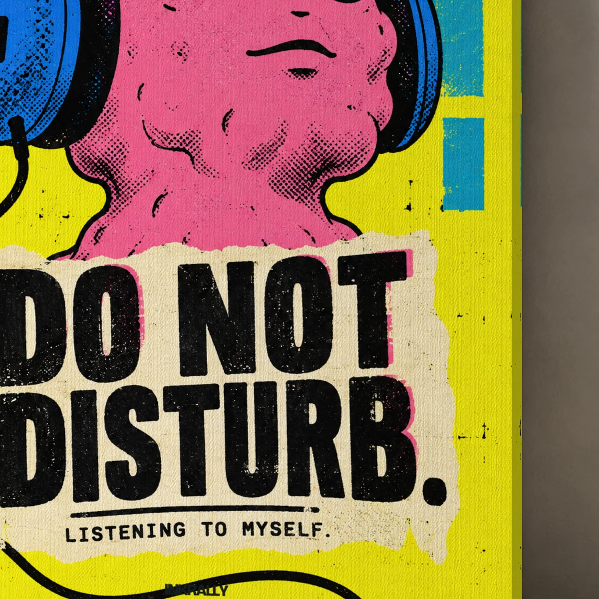 Do Not Disturb canvas surface and wrapped edge in a studio detail photograph