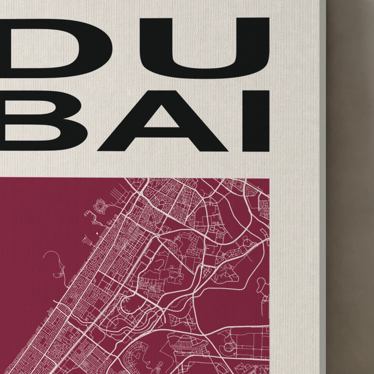 Dubai / City Field canvas surface and wrapped edge in a studio detail photograph