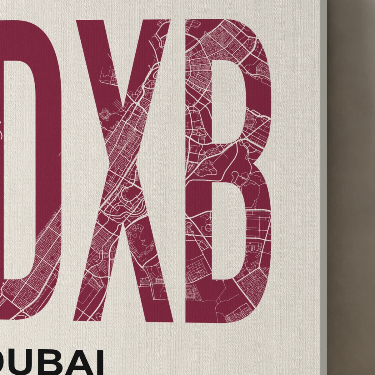 Dubai / Urban Index canvas surface and wrapped edge in a studio detail photograph
