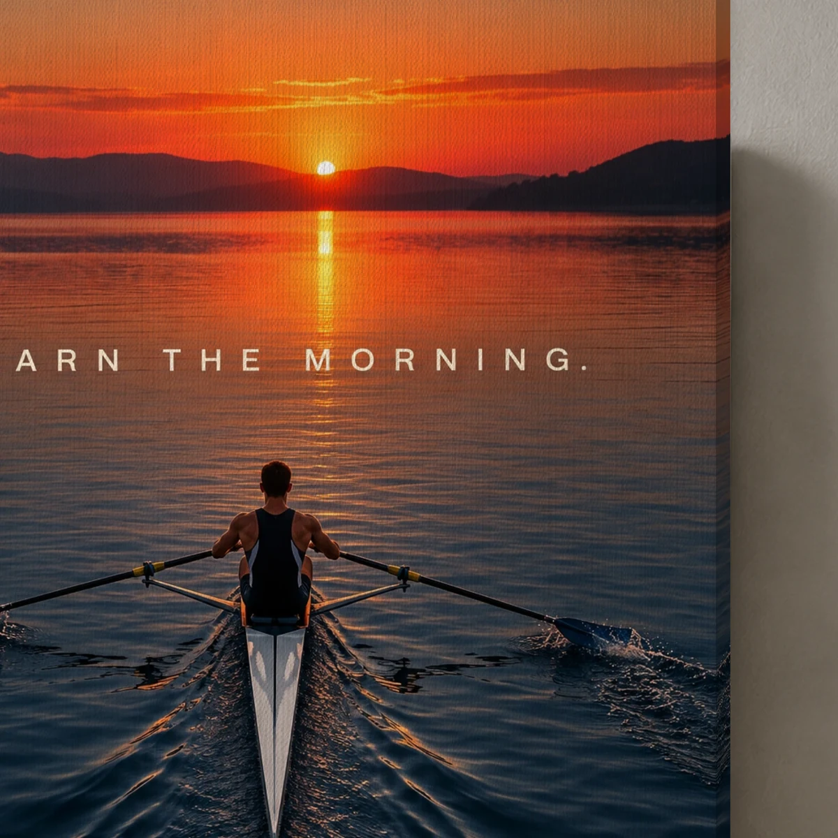 Earn The Morning canvas surface and wrapped edge in a studio detail photograph