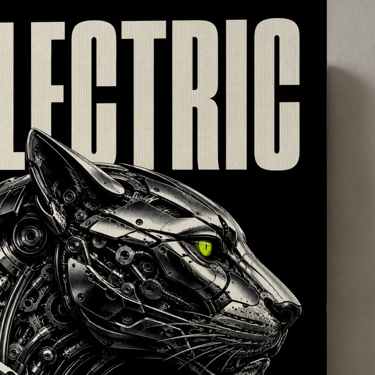 Electric Instinct canvas surface and wrapped edge in a studio detail photograph