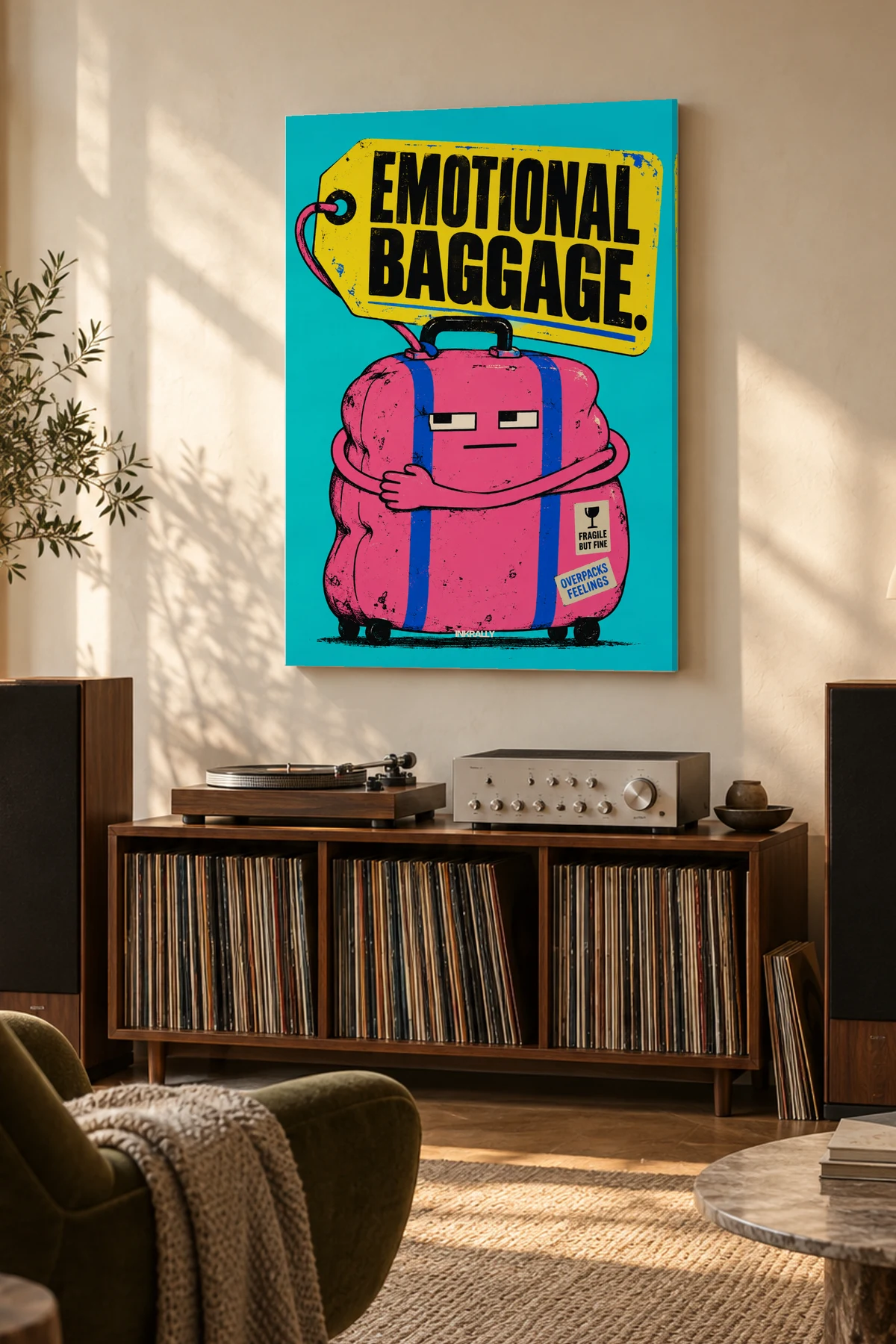 Emotional Baggage — A considered listening room with warm natural light