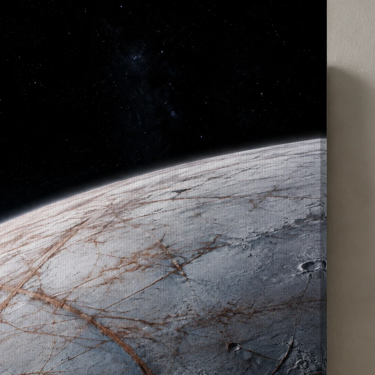 Europa Drift canvas surface and wrapped edge in a studio detail photograph