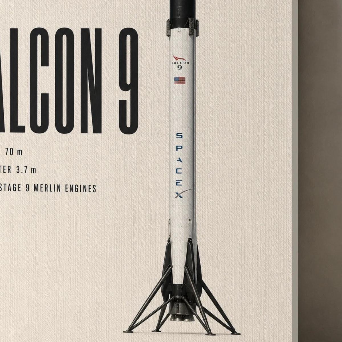 Falcon 9 / Flight Spec canvas surface and wrapped edge in a studio detail photograph