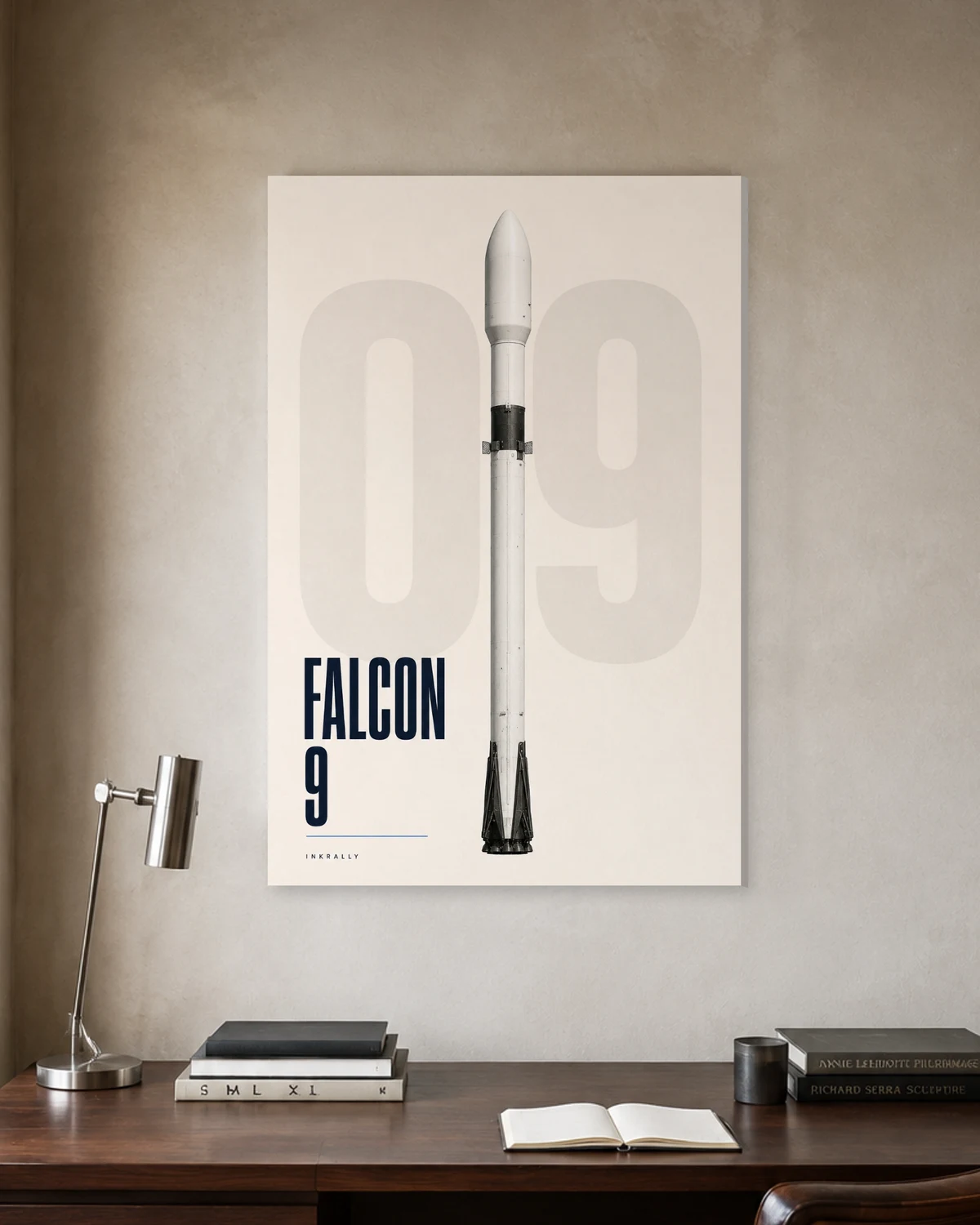 Falcon Nine stretched canvas in a considered home office