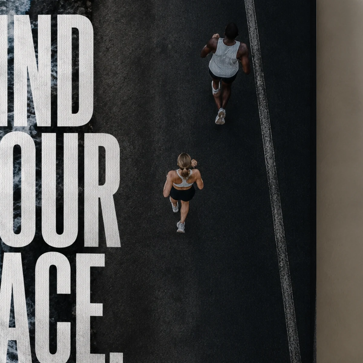 Find Your Pace canvas surface and wrapped edge in a studio detail photograph