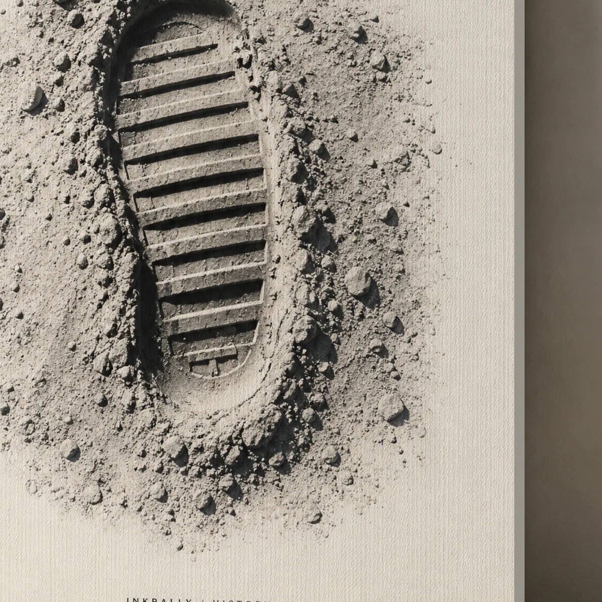 First Footfall canvas surface and wrapped edge in a studio detail photograph