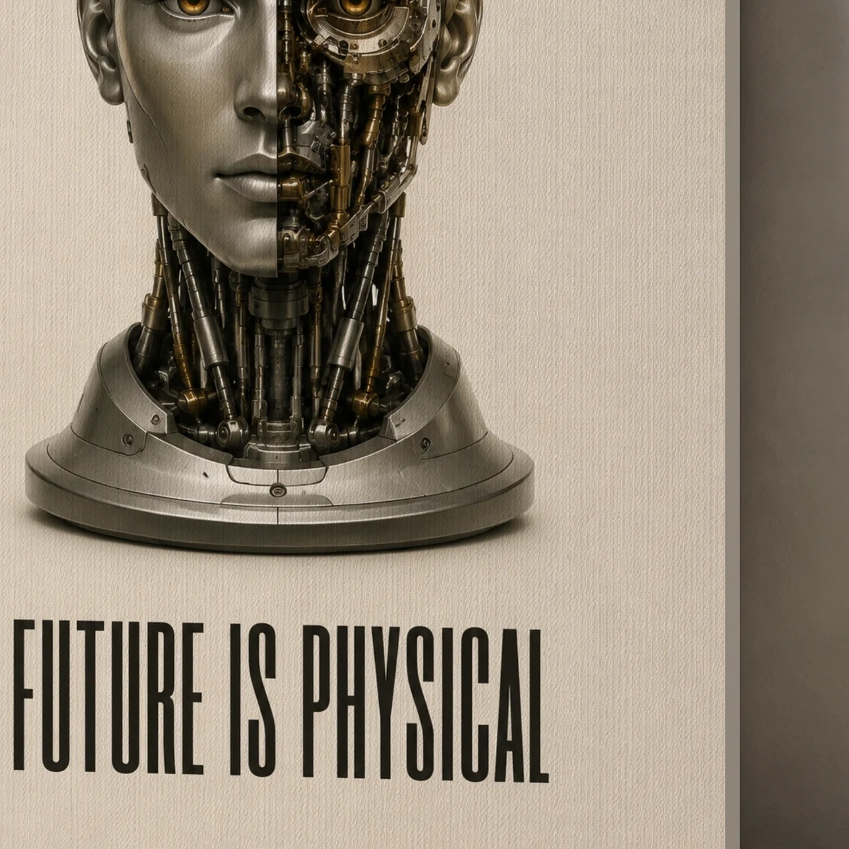 Future Is Physical canvas surface and wrapped edge in a studio detail photograph
