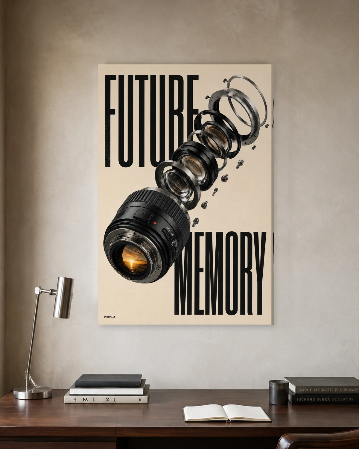 Future Memory stretched canvas in a considered home office