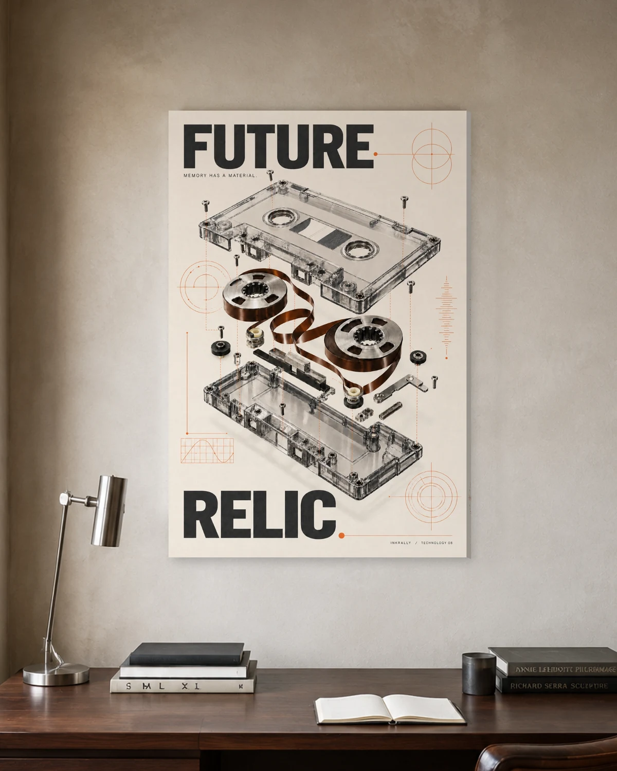 Future Relic stretched canvas in a considered home office
