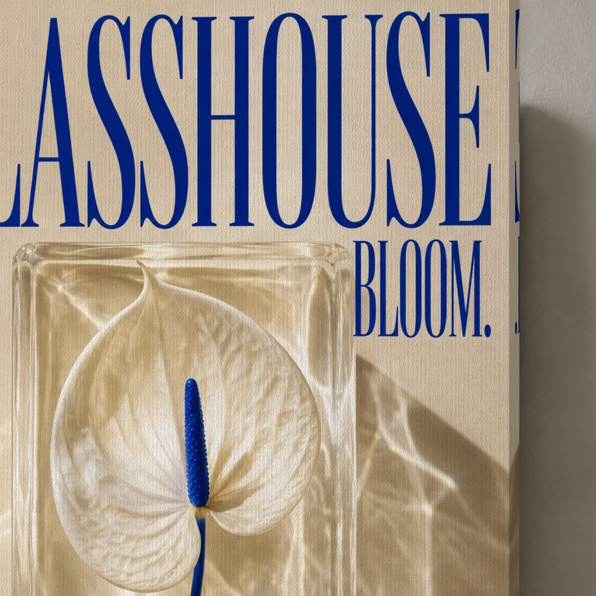 Glasshouse Bloom canvas surface and wrapped edge in a studio detail photograph