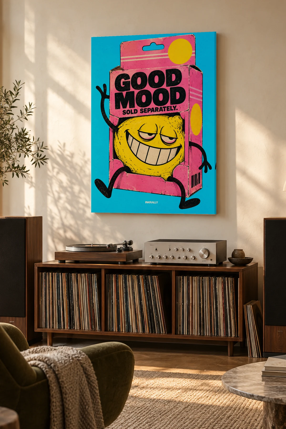 Good Mood Sold Separately — A considered listening room with warm natural light