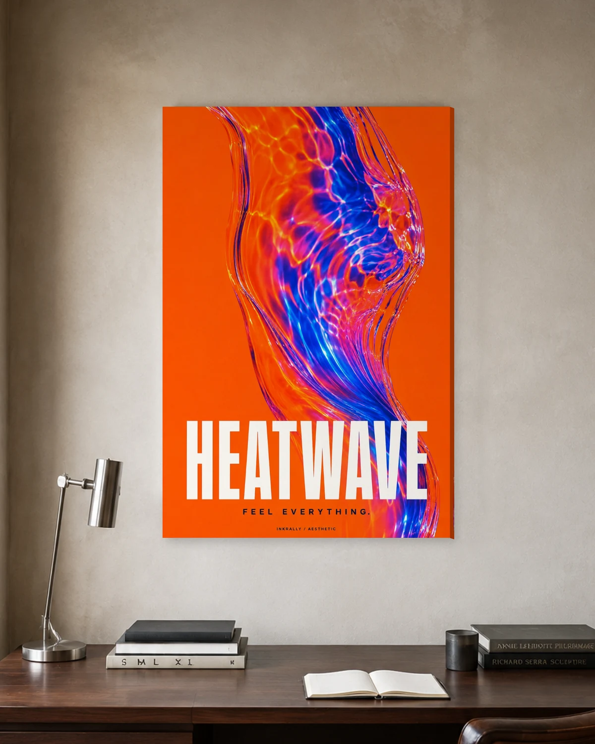 Heatwave stretched canvas in a considered home office