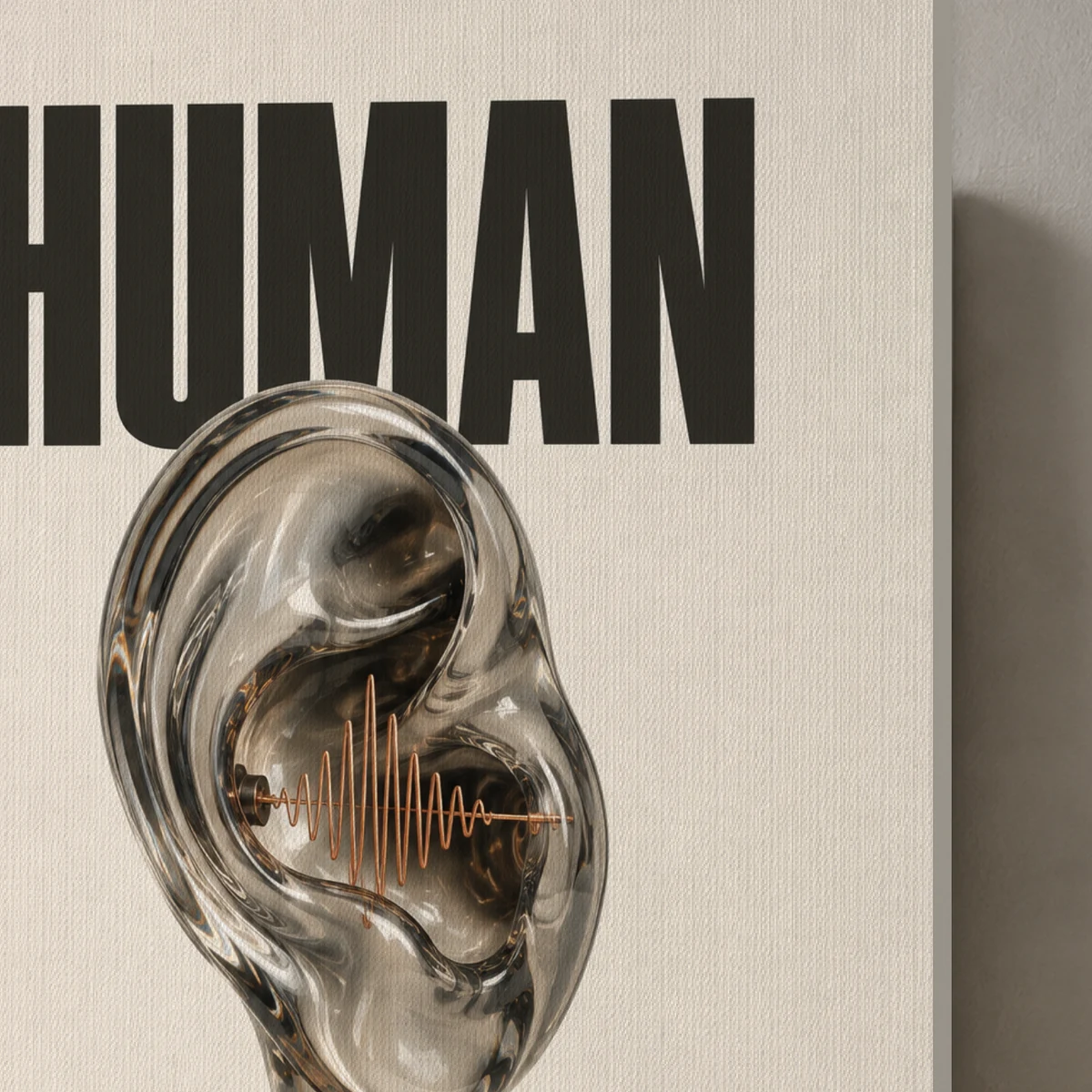 Human Frequency / Sound canvas surface and wrapped edge in a studio detail photograph