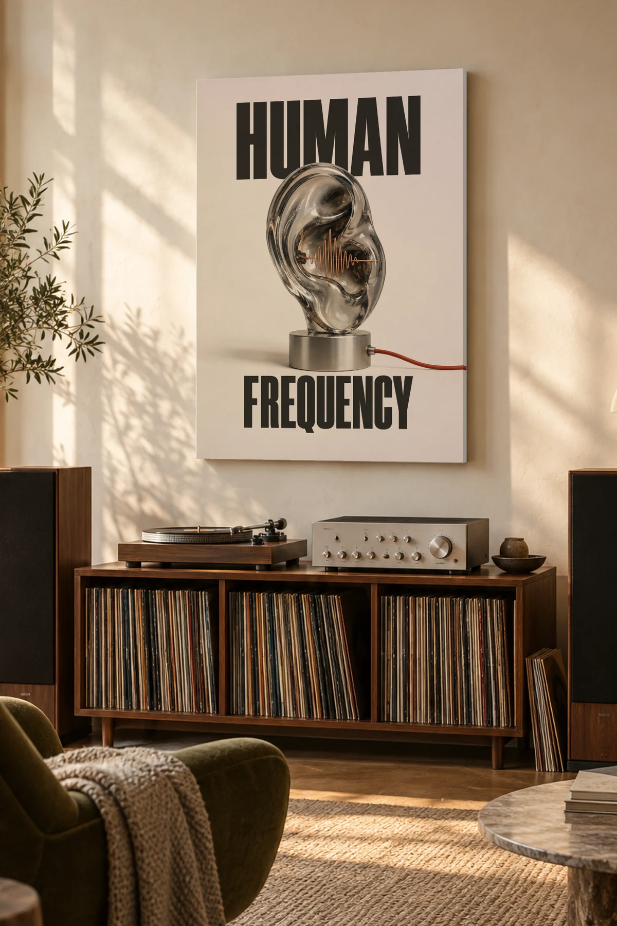 Human Frequency / Sound — A considered listening room with warm natural light
