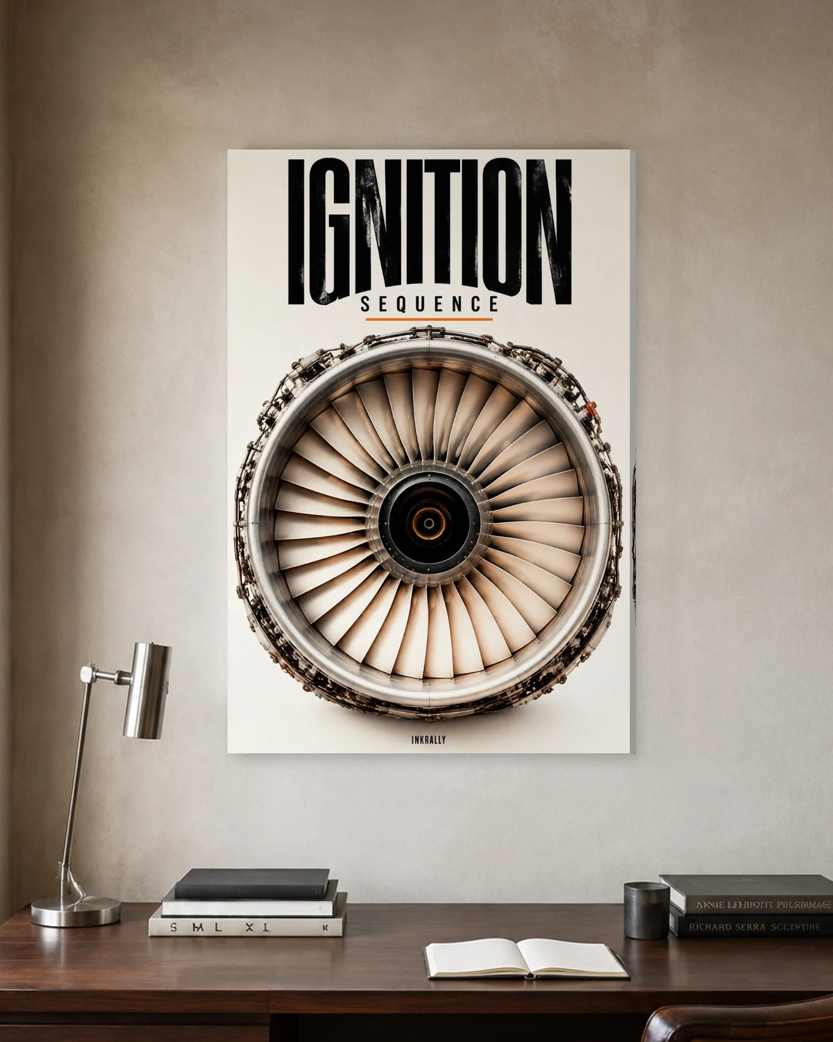 Ignition Sequence stretched canvas in a considered home office