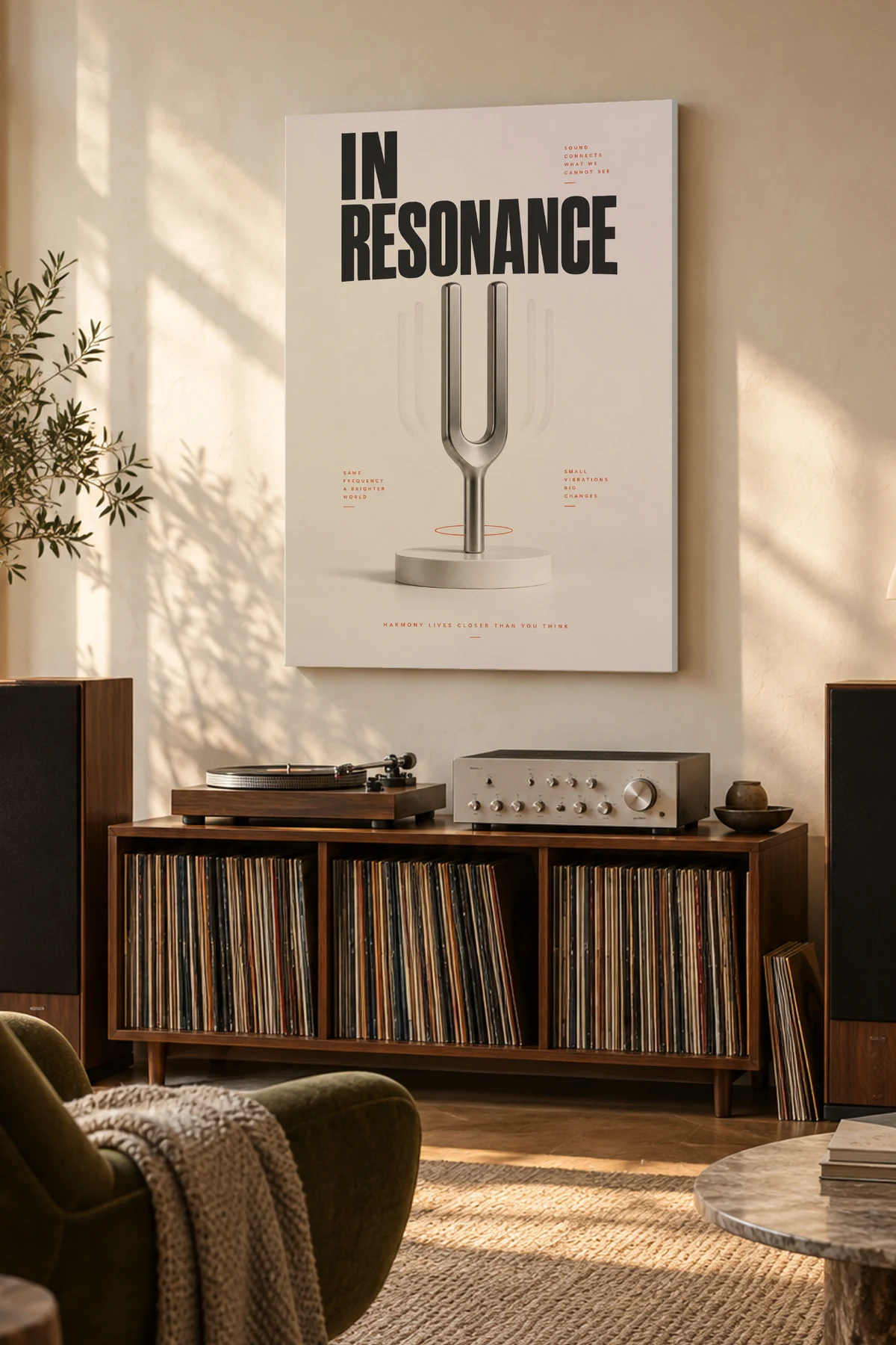 In Resonance — A considered listening room with warm natural light