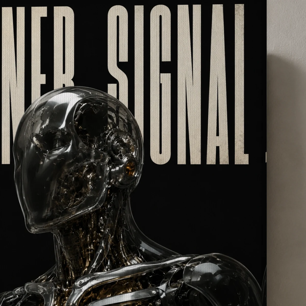 Inner Signal canvas surface and wrapped edge in a studio detail photograph
