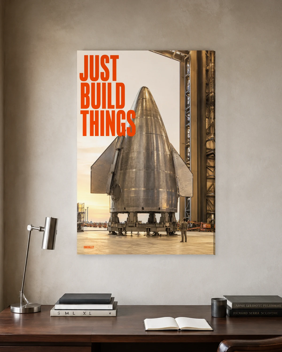 Just Build Things / Starbase stretched canvas in a considered home office