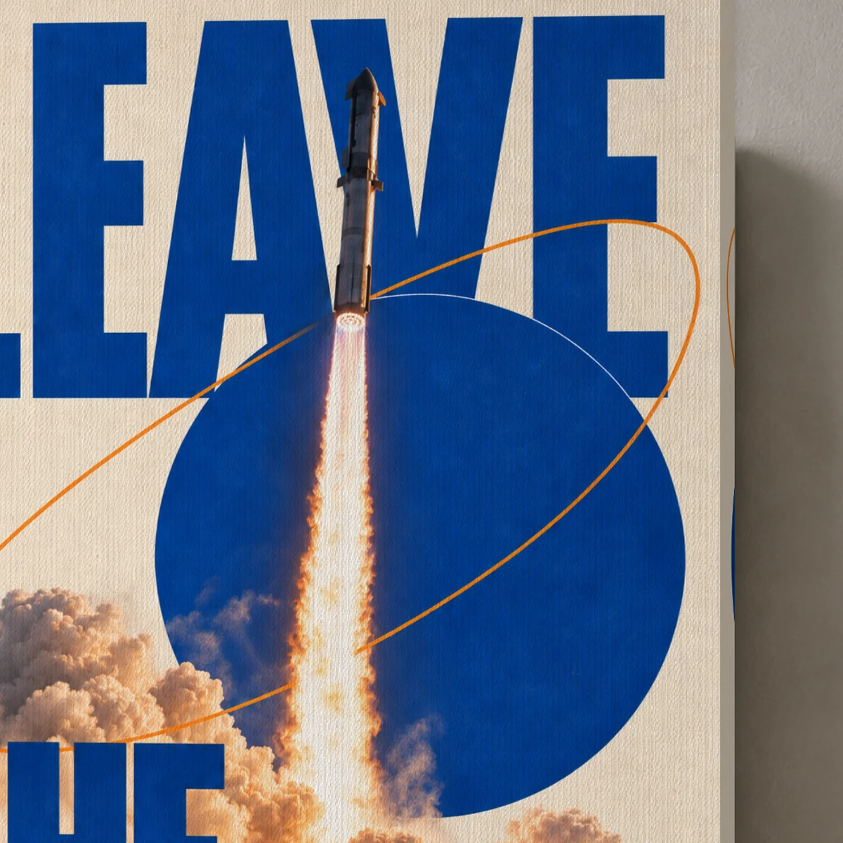 Leave the Ground / Cinematic canvas surface and wrapped edge in a studio detail photograph