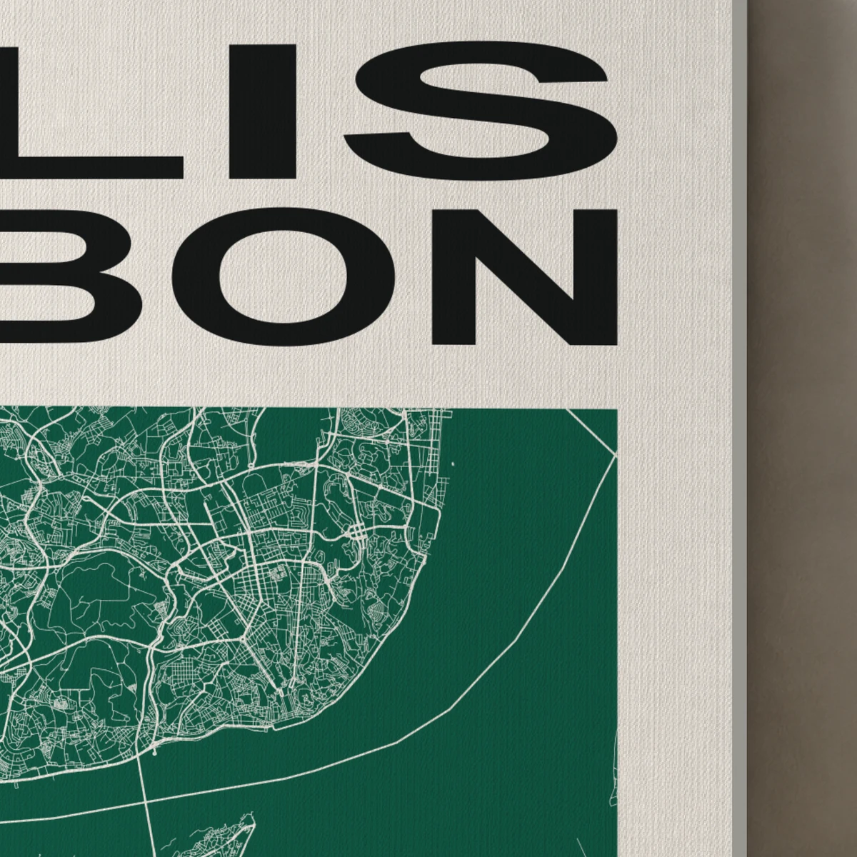 Lisbon / City Field canvas surface and wrapped edge in a studio detail photograph