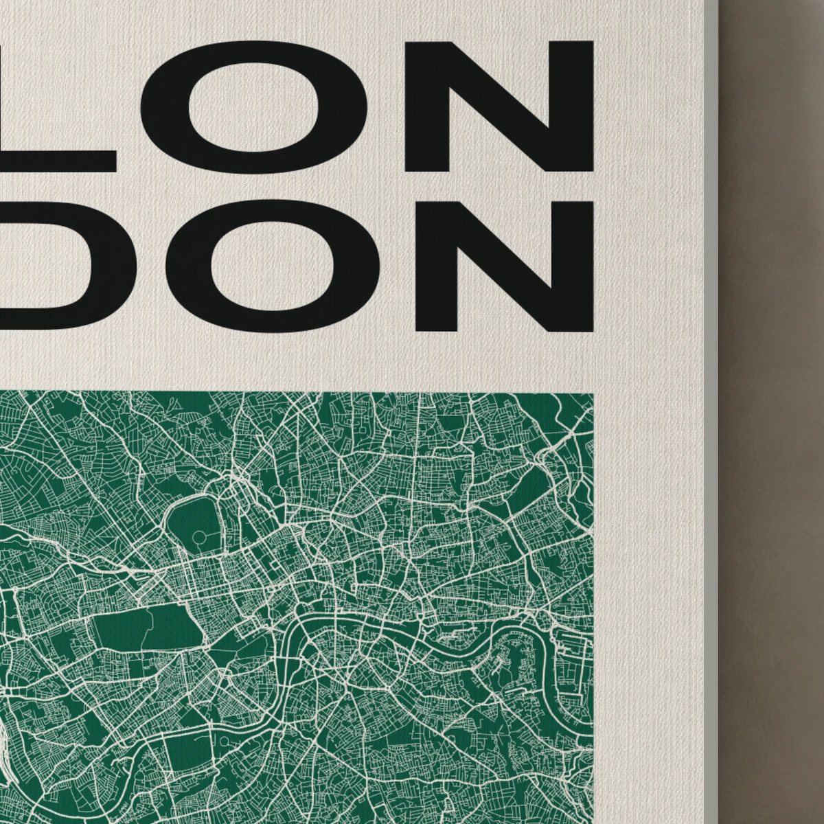London / City Field canvas surface and wrapped edge in a studio detail photograph