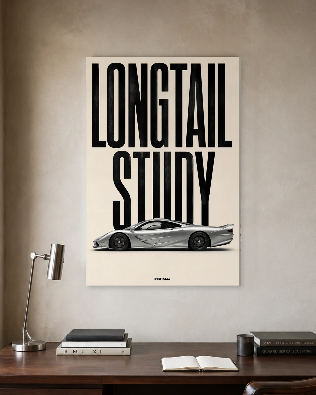 Longtail Study stretched canvas in a considered home office